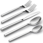 Alata Cube 20-Piece Forged Stainless Steel Flatware Set Cutlery Set,Silverware Set Service for 4,Mirror Finish,Dishwasher Safe