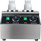 YOOKTEN Electric Sauce Bottle Warmer, 0.68x2 Qt Commercial Hot Fudge Warmer Hot Chocolate Warmer and Dispenser Nacho Cheese Warmer,86-185℉Sauce Warmer Dispenser,Double Bottles Nacho Cheese Warmer