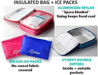 Bento Lunch Boxes with Bag and Ice Packs | Bento-Box Insulated Bag Ice Cold Pack Set of Two for Kids Adults | Value Container Set for School Kid Lunches, 6 Compartments BPA Free, Blue & Pink