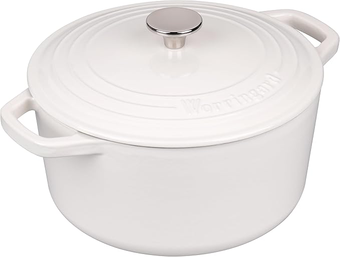 Enameled Cast Iron Dutch Oven Pot with Lid, for Bread Baking, Round Bread Oven- include Sourdough Bread Baking Supplies Set, 4.5QT, White