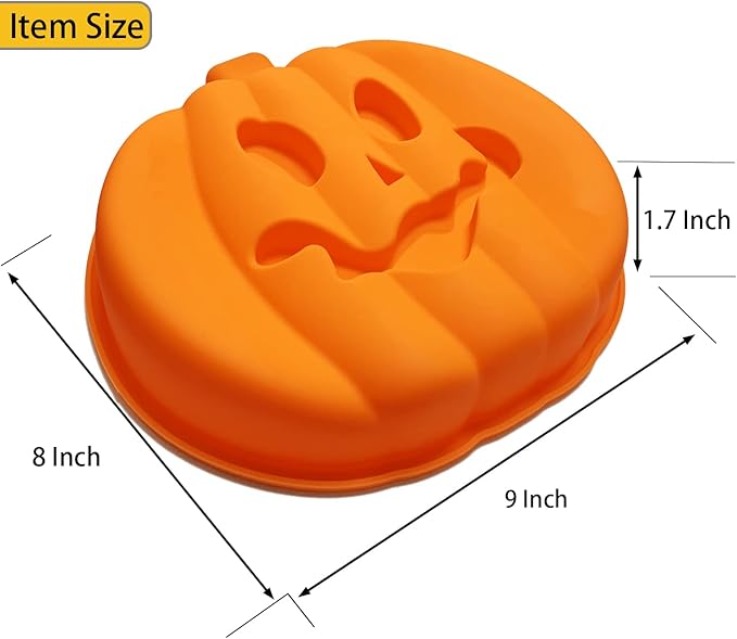 JETKONG 8-Inch Pumpkin Cake Pan Silicone Pumpkin Cake Mold 3D Pumpkin Shaped Baking Cake Tin (Orange)