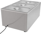 KoolMore Commercial Bain Marie Countertop Food Warmer, Soup Station, and Buffet Table Server with Three Serving Section, Stainless-Steel Steamer with Auto Shut Off (CFW-3), Silver