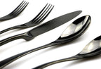 JASHII 18/10 Stainless Steel 20 Piece Mirror Polished Black Flatware Set,Dinner Knife Fork Salad Fork Dessert Spoon，Service for 4 ，Black Utensil Sets