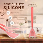 Silicone Egg Flipper Spatula Tongs (Set of 1) – Non-Stick 2-in-1 Grip & Flip Kitchen Tongs for Pancakes, Fish, Eggs, and More – Heat Resistant Cooking Tool (Black) (Red)