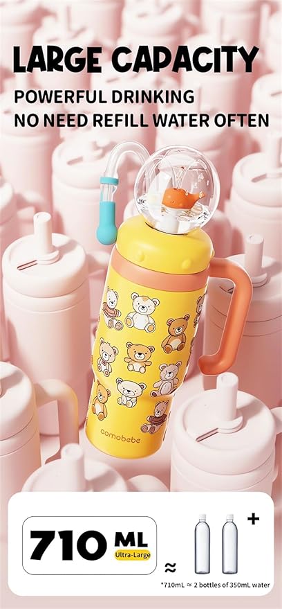 Stainless Steel Whale Fountain Tumbler with Handle 2025 Drinking Cup with Whale Squirt Insulated Travel Tumblers Kids Weighted Sippy Cup No Spill Cute Water Bottle with Lids and Straws Leak Proof (A4)
