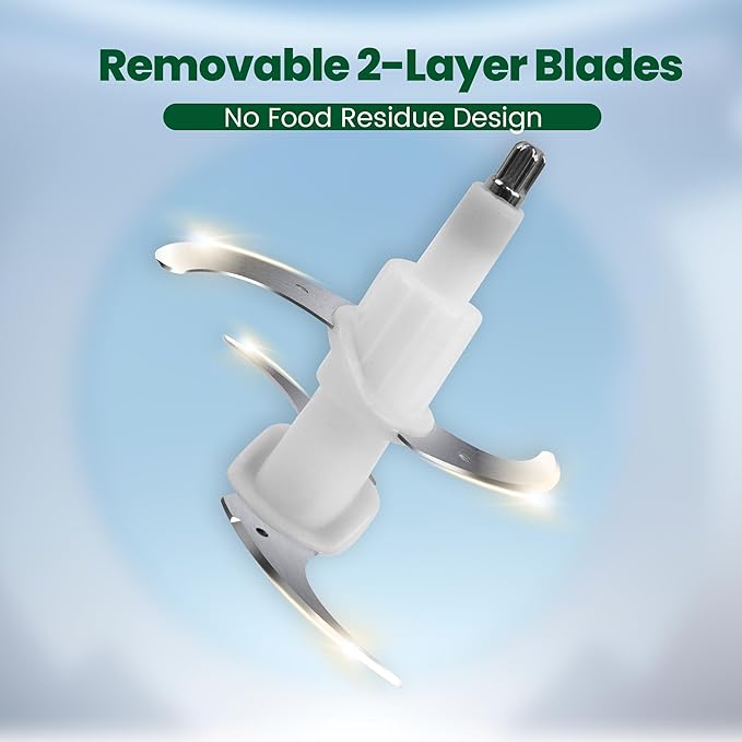 Electric food processor vegetable chopper 500W 2x8cup bowls 2 bi-layer 4 blades Small Food chopper Electric Meat grinder for home use,Mincing, and Puree for kitchen aid, baby foot, pet food