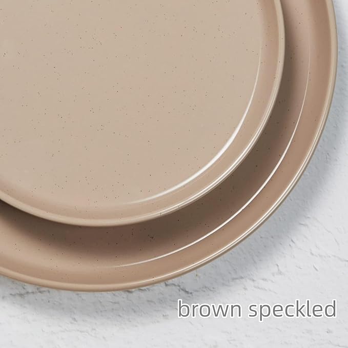 famiware Saturn 6 Pieces Dinner Plates, 10.5 inch Plate Set, Scratch Resistant, Stoneware Dinnerware, Kitchen Modern Rustic Serving Dishes, Brown
