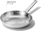 Caraway Stainless Steel Mini Fry Pan - 8 Inch Stainless Steel Frying Pan – Oven Safe & Compatible with All Stovetops – Non Toxic, PTFE & PFOA Free