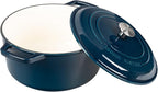 Enameled Cast Iron Dutch Oven Pot With Lid, Dutch Oven for Sourdough Bread Baking Round Pot Dule Handle, 7.5 Quart, Blue