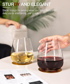 Stemless Wine Glasses Set of 4, 15oz Hand Blown Crystal Red White Wine Glass, Ideal for Daily Use and Special Days, Perfect Gifts for Both Men and Women, Father's Day