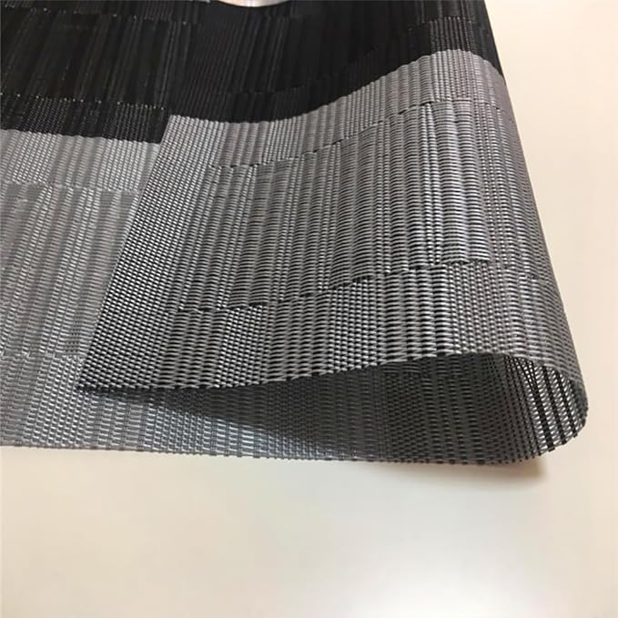PIGCHCY Placemats,Washable Durable Woven Vinyl Placemats for Dining Table,Easy to Clean Plastic Placemats Set of 6 (Black)