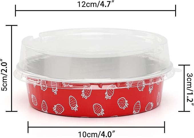 Beasea Disposable Mini Pie Pans with Lids, 100 Pack 4 Inch 8oz Aluminum Baking Foil Tins Small Round Tart Cups Containers for Individual Cupcake Dessert Muffin Cheesecake Ramekins Quiche Oven Dishes
