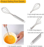 3-Piece Whisk Set with Yolk Separator - Semi-Auto & Manual Cooking Whisks for Baking Mixing, Egg Foaming | Stainless Steel Beating Tools with Ergonomic Handles (3PC Kitchen Gadgets)