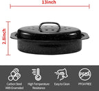 13” Enameled Oval Roasting Pan with Domed Lid - For 7lb Turkey, Chicken, Lamb, Vegetables