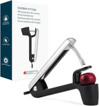 KITCHENDAO Cherry Pitter Tool, Larger Cross-Pitting Head, Cherry Core Remover with Safety Lock, Sturdy Zinc Alloy Handle, Dishwasher Safe(Black)