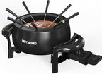 Electric Fondue Pot Set, 3 Quart Fondue Set for Melting Chocolate Cheese with 8 Color-Coded Forks, Adjustable Temp Control, 1000W Non-Stick Fondue Maker for Dessert, Broth and Oil