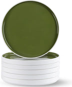 AmorArc Ceramic Plates Set of 6, 8.0 Inch Round Stoneware Salad Plates Use for Dessert, Salad, Appetizer etc,Microwave and Dishwasher Safe, Scratch Resistant Small Deep Dinner Plates-Light Green