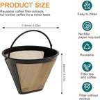 Reusable Coffee Filter Baskets 2PC, Cone Coffee Maker Filters Replacement Compatible with Ninja Coffee Machine, 8-12 Cup Coffee Filters for Cuisinart Coffee Maker Filter and Brewers, BPA Free