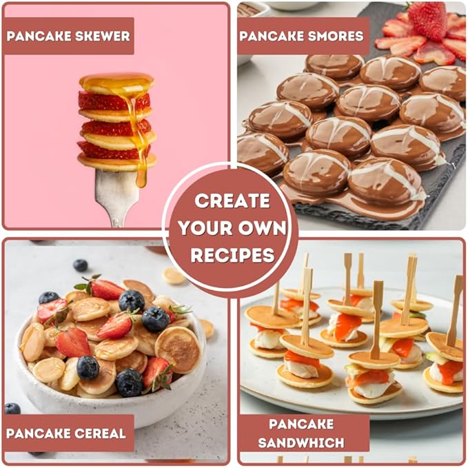 24PCS Mini Pancake Maker Machine, Nonstick Electric Dutch Pancakes Griddle, Adjustable Heat Multi-Use Poffertjes Pan, Simple & Easy Baker for Home and Restaurants, Perfect for Breakfast & Desserts