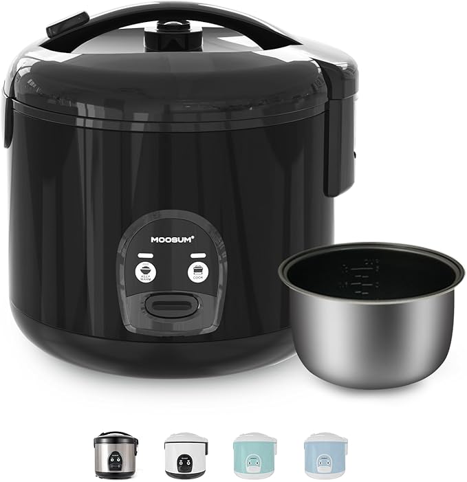 10-Cup Uncooked Rice Cooker & Food Steamer - Ceramic Non-Toxic Inner Pot, One-Touch Multifunction for Rice/Sauté/Yogurt, Dishwasher Safe, 3-10 Family Size, Black