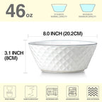 Yeacccng Deep Soup Bowls Set of 3, 46oz Large Cereal Bowls, Large Soup Bowl for Kitchen, 8 inch Diamond Pattern Decorative Bowls, Dishwasher & Microwave Safe, Scratch-Resistant, Lead-Free, Easy Clean