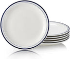 10.5-inch Porcelain Dinner Plate Set of 6 - Microwave, Oven and Dishwasher Safe, Scratch Resistant. (Classic Blue)