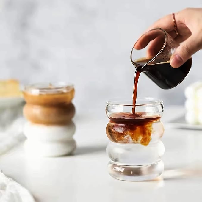 2 Pcs Drinking Glasses with Bamboo Lids and Glass Straw 14oz Glassware Set,Cocktail Glasses,Iced Coffee Glasses,Beer Glasses,Ideal for Water,Soda,Tea,Gift - with Cleaning Brushe