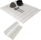 Hopegiver Stone Drying Mat for Kitchen Counter, 23.62"x15.35" Gray Marble Quick Dry Mat, Absorbent Diatomaceous Earth Dish Mat for Dishes Plants Pet Feeding, Collapsible Design Includes Sanding Sponge