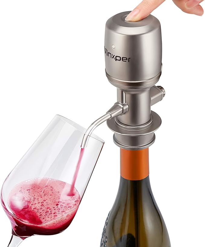 Expert Adjustable Electric Wine Aerator – Instant 240-Min Precision Decanting, Rechargeable & No-Drip Design, One-Touch Operation for 99% Wines & Spirits