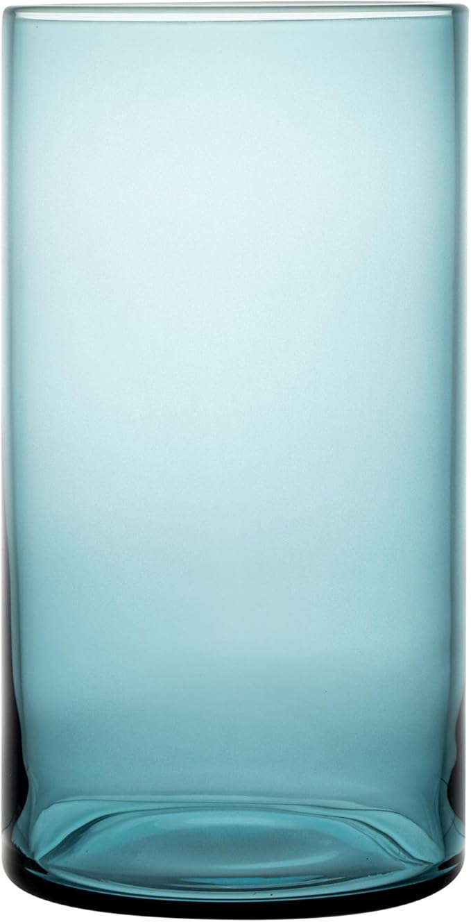 Restaurantware-Vetri 16 Ounce Tall Drinking Glasses, 6 Dishwashable Beverage Glasses - No-Lead, Elegant, Blue Glass Tumblers, Ideal For Water, Juice Beer, Cocktails, Liquor, Iced Tea, And More