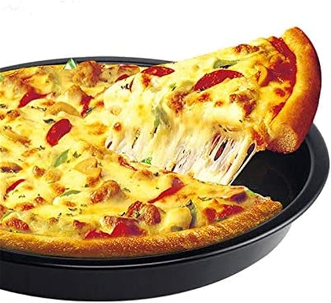 IME Pizza Pan Nonstick Pizzas Tray Sheet Carbon Steel Pie Pan Baking Pans Deep Dish for Home Kitchen Bakeware Bread Cake Handmade 10 Inch