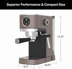 VEGETA Coffee Machine, 1350W Espresso Machine with Milk Frother, 20 Bar Coffee Espresso Machine for Cappuccino, Latte, Brown