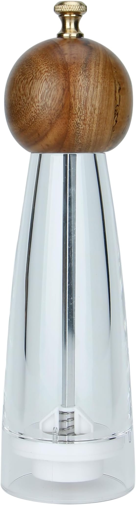 Premium Manual Crystal Pepper and Salt Grinder.Eco-Friendly Adjustable Wooden Top Mill with Ceramic Core. Visual Transparent Acrylic Body with 4.4oz Capacity（8"）
