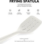Large Silicone Cooking Utensils Set - Heat Resistant Silicone Kitchen Utensils for Cooking w Wooden Handles, Spatula Set, Kitchen Utensil Gadgets Sets for Non-Stick Cookware, BPA Free (Cream White)