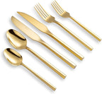 Gold Silverware Set with Steak Knives,Zerophilo Flatware Set with Hexagon Handle 24 Pieces 18/0 Stainless Steel Mirror Polished Cutlery Set for 4,Dishwasher Safe