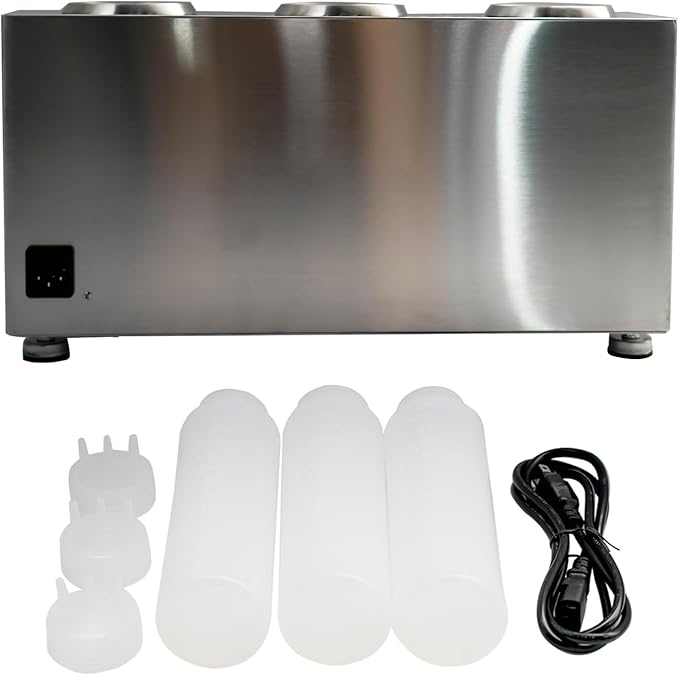 Commercial Electric Sauce Warmer Electric Cheese Sauce Warmer Hot Fudge Warmer Dispenser Cheese Dispenser Warmer with 3 Pump (3 Pump Head)
