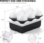 Whiskey Cocktail Ice Mold, Easy Fill and Release Silicone Round Ice Ball Maker Mold Large Square Ice Cube Tray with Lid - 6 Ice Balls + 6 Ice Cubes Black