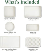 Larder & Vine 8-Piece Bakeware Set | Non-Stick Baking Set with Ceramic Finish | PFAS, PFOA, PTFE, and BPA Free Baking Essentials | Baking Sheets, Muffin Tins and Assorted Baking Pans | French Gray