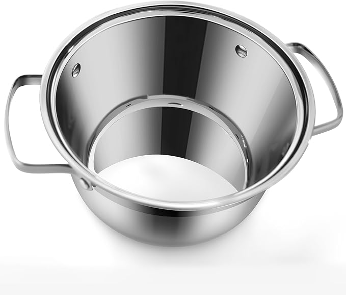 Kitchen Cookware Sets, 12 Pcs Hybrid Stainless Steel Cookware Sets, Non Stick Frying Pans, Saucepans, Saute Pan & Stock Pot, Pots and Pans,Induction Compatible,Silver