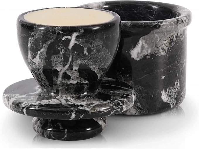 Radicaln Marble Butter keeper 4.25" Inches Black Zebra Handmade French Butter Container For kitchen decor Ideal Butter Dish With Lid For Countertop Butter Crock For Counter With Water