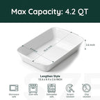 4.2 QT White Casserole Dishes for Oven, Baking dishes with Roasting Racks, Rectangular Lasagna Pan with Handles for Baking, Ceramic Baking Pan, Microwave Oven Safe