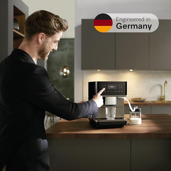 Miele CM 6360 MilkPerfection Automatic Coffee Machine - OneTouch for Two, AromaticSystem, 8 individual profiles, DoubleShot, WiFi-compatible, LED lighting, in Obsidian Black BronzePearl Finish