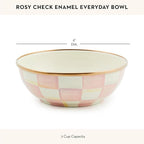 MACKENZIE-CHILDS Enamel Everyday Bowl, Serving Bowl for Entertaining, Extra-Small, Pink-and-White Rosy Check, Set of 1