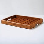Large Teak Wood Serving Tray for Home, Kitchen, Breakfast, Restaurant, Office Organizer, Dining Table | Premium Wooden Tray |15 * 10 * 1.5 Inches | Handmade in India