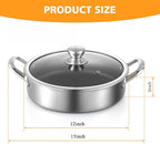 Stainless Steel Saute Pan 12 inch Deep Frying Pan,5 Quarts Nonstick Skillet Large Sauté Pan with Lid,PFOA Free Cookware,Induction Compatible Chef Cooking Pan,Dishwasher & Oven Safe