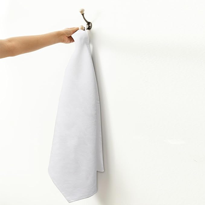 DG Collections Terry Dish Towels, 100% Cotton Kitchen Towels, Set of 6 (18x28 inch) Hand Towels - 400 GSM, Absorbent Terry Cloth Dish Towels for Kitchen, Soft Tea Towels - White Color