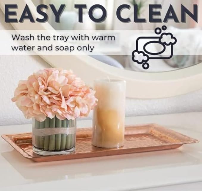 Monarch Abode Hand Hammered Metal Serving Tray, 16-Inch Nickel Finish – Rectangle Serving Platter, Large Serving Tray for Party, Fruit Platter, Dessert Trays, Serving Dishes