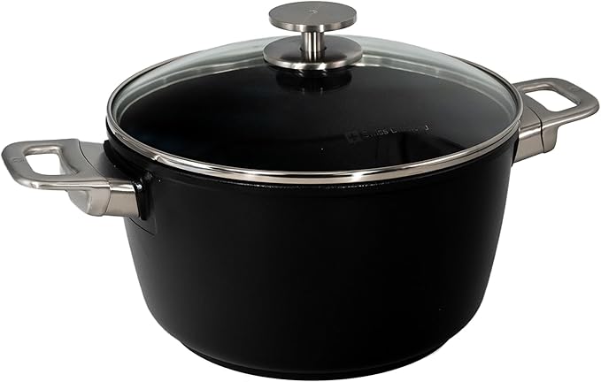 Swiss Diamond Nonstick Hybrid Ceramic and Diamond-Infused Stock Pots With Glass Lid, PFAS- and PFOA-free, Dishwasher & Oven Safe Up To 500 °F (5.5 Quart)