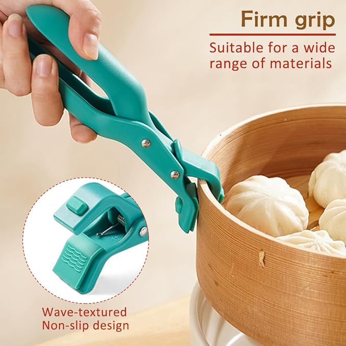 Multi-Purpose Anti-Scald Bowl Holder Clip for Kitchen, 2 Pcs Silicone Non-Slip Heat Insulation Anti-Scald Clip, Hot Bowl Dish Plate Gripper Clips Tongs Clamp Holder, Hot Pan Gripper Tool (Red+Green)