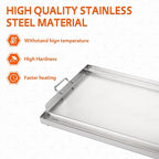 LotFun 25" x 16" Stainless Steel Cooking Griddle for Outdoor Gas Grill, Universal Griddle Flat Top Plate Insert with Grease Groove and Removable Handles for Electric/Charcoal/Gas Grill, Camping,Party